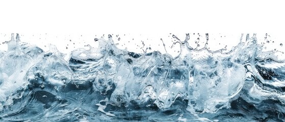 water wave with fresh water, white background