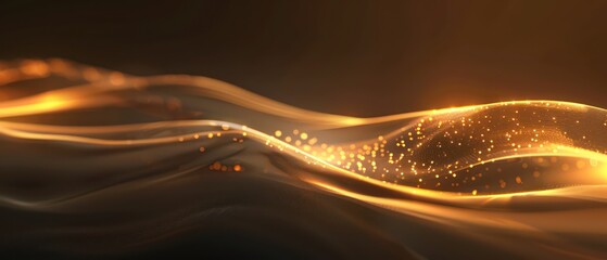 golden abstract moving smoothed lines with futuristic glowing effect