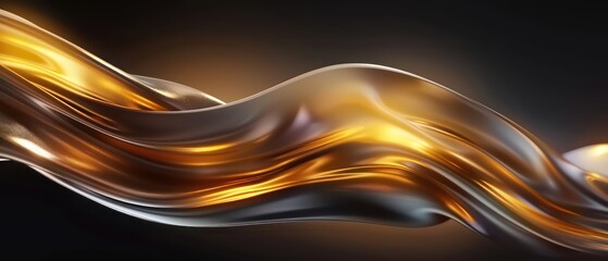 golden abstract moving smoothed lines with futuristic glowing effect