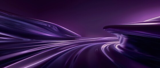 dark purple abstract moving smoothed lines with futuristic glowing effect 