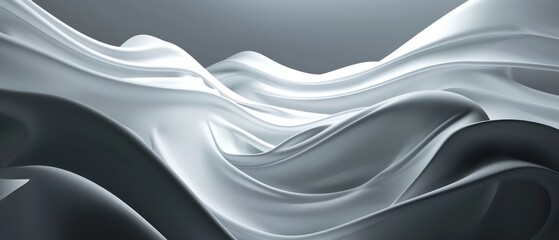 Wall Mural - dark white abstract moving smoothed lines with futuristic glowing effect