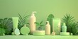 © indyntk - Eco-friendly products flat design front view green consumerism theme 3D render Split-complementary color scheme