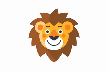 Cartoon lion face with a friendly smile.