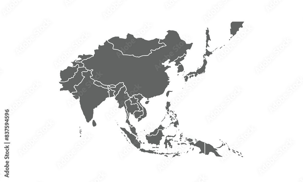 Asia map isolated on white background. for website layouts, reports ...