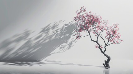 Wall Mural - Cherry tree, white background.