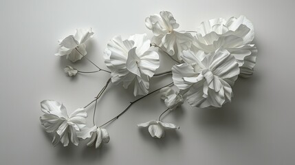 Wall Mural - White flowers, white background.