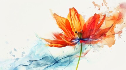 Wall Mural - Watercolor flower shape, white background.