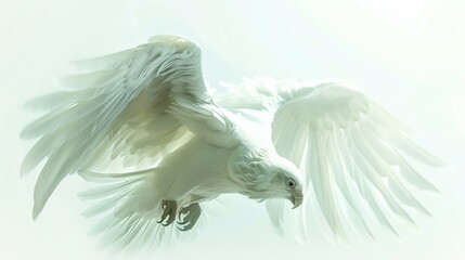 Wall Mural - Shining white bird, white background.