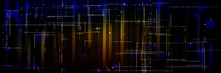 Poster - Vintage television screen effect with colorful lines and pixels texture on black background. Realistic vector illustration of abstract retro vhs tv video play or rewind grain and noise backdrop.