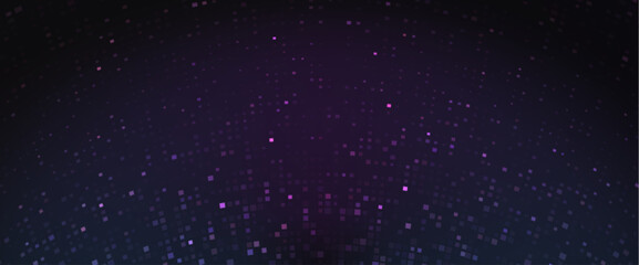 Poster - abstract pixel pattern on dark blue background. vector realistic illustration of purple square grid 
