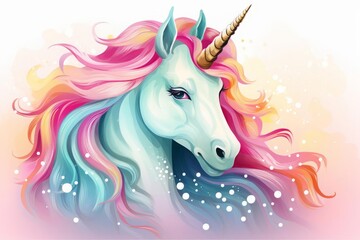  vector illustration style, Charming unicorn with a sparkling pastel mane and gentle eyes, surrounded by twinkling stars, vivid colors captured in high detail, isolated on white background