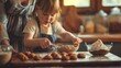 © nopommajun - A young child helps an adult in baking, focusing on measuring ingredients