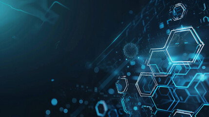 Poster - a blue hexagonal copyspace of modern simple futuristic technology backdrop suitable for presentation resource