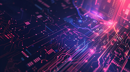 Fototapete - a copyspace of modern chipset lines simple futuristic technology backdrop suitable for presentation resource and wallpaper