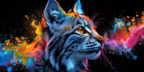  Lynx in neon colors in a pop art style