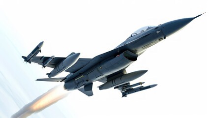 render of an missile flying towards the fighter jet flying over clouds