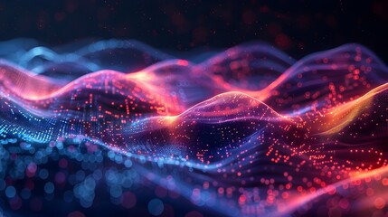Poster - flowing data visualization landscape with dynamic colors and intricate fractal patterns abstract hig