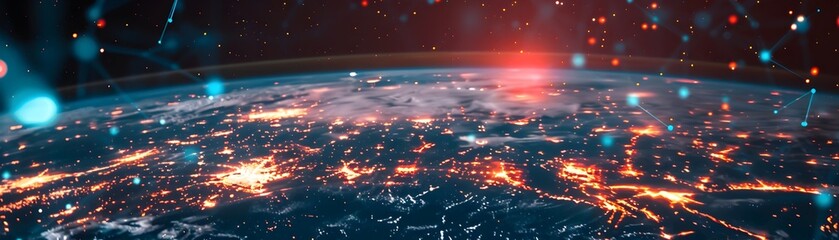Poster - Global Business Connectivity and Digital Communication Network at Night