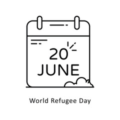 World Refugee Day outline Design illustration. Symbol on White background EPS 10 File