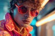 © Fxquadro - Man in vibrant fashion and neon mood lighting