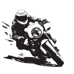 Motorcycle in cartoon, doodle style . Image for t-shirt, web, mobile apps and ui. Isolated 2d vector illustration in logo, icon, sketch style, Eps 10, black and white. AI Generative