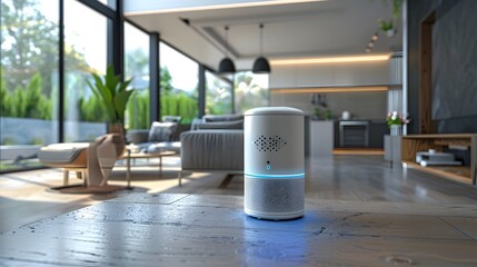 Poster - Sleek and Advanced Driven Smart Home Assistant Manages Household Tasks in Elegant Living Space