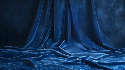 Luxurious Velvet Backdrop for Elegant Product Presentation in Deep Blue Hue