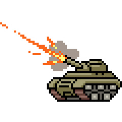 Canvas Print - pixel art of war tank military