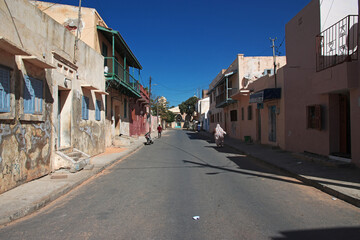 Poster - Vintage street of Saint-Louis, Senegal, West Africa