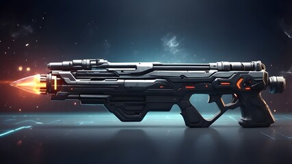 generic futuristic video game style weapon for shooter online games concepts as wide banner with copy space area