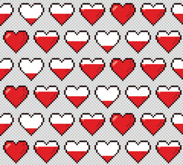 Wall Mural - The seamless red background with hearts.
