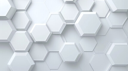 Poster - abstract hexagon white 3d futuristic background