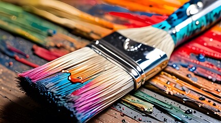 A set of brushes and paints for creating art