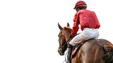 jockey on horse preparing for horse race, transparent background