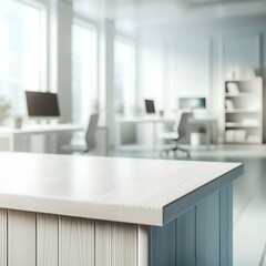 Wall Mural - empty office desk with blurred background