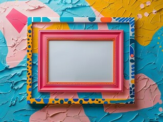 Poster - Vibrant Retro Frame with Bold Patterns and Textures for Vintage Photos