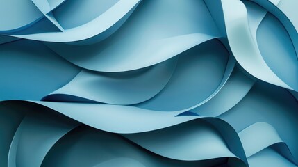 Wall Mural - Abstract technology background featuring overlapping curved geometric shapes in blue tones, creating a sleek and modern look