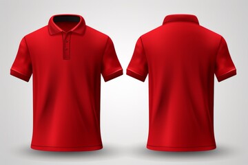 Wall Mural - Red Polo Shirt Mockup, Front And Back View