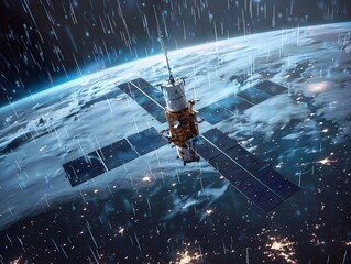 Poster - Advanced Weather Monitoring Satellite Imagery and Predictive Modeling Technology Concept