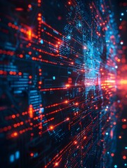 Poster - Vibrant Digital Landscape Showcasing Machine Learning Algorithms and Data Flow