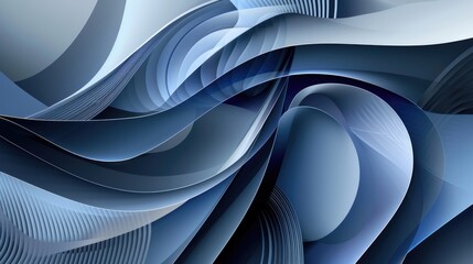 Poster - Modern abstract technology background with smooth, curved shapes and overlapping geometric patterns in cool hues