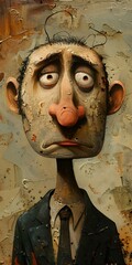 Wall Mural - Sad Man with Big Nose and Suit