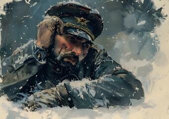 Wall Mural - Soviet soldier in the Battle of Stalingrad