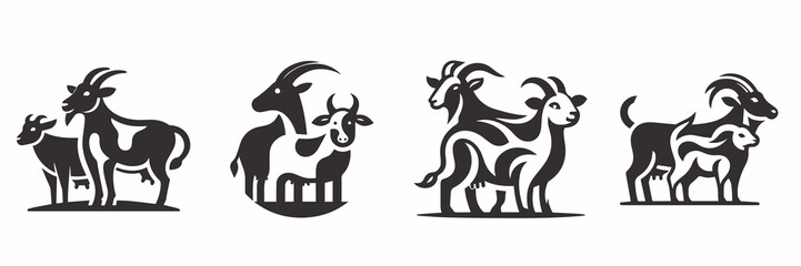 vector design of two unique cute goats, there are four different designs