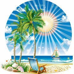 Wall Mural - beach with palm trees