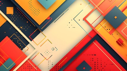 Poster - Modern Geometric Frame with Bold Lines and Vibrant Colors Ideal for Tech themed Presentations