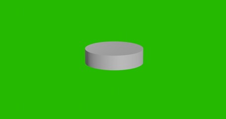 Poster - Isolated realistic white hockey puck front view with shadow. 3d illustration on green chroma key background