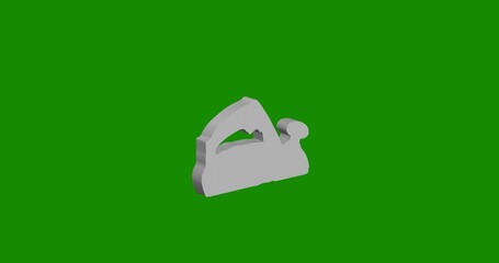 Poster - isolated realistic white electric plane symbol front view with shadow. 3d illustration on green chro