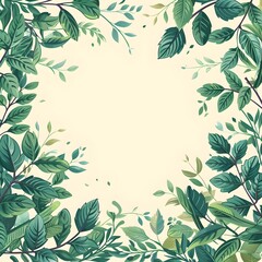 Wall Mural - Nature Inspired Organic Frame with Lush Leaves and Branches for Eco Friendly Designs