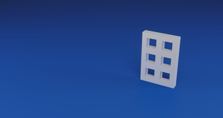 Poster - Isolated realistic white office building symbol with shadow. Located on the right side of the scene. 3d illustration on transparent background